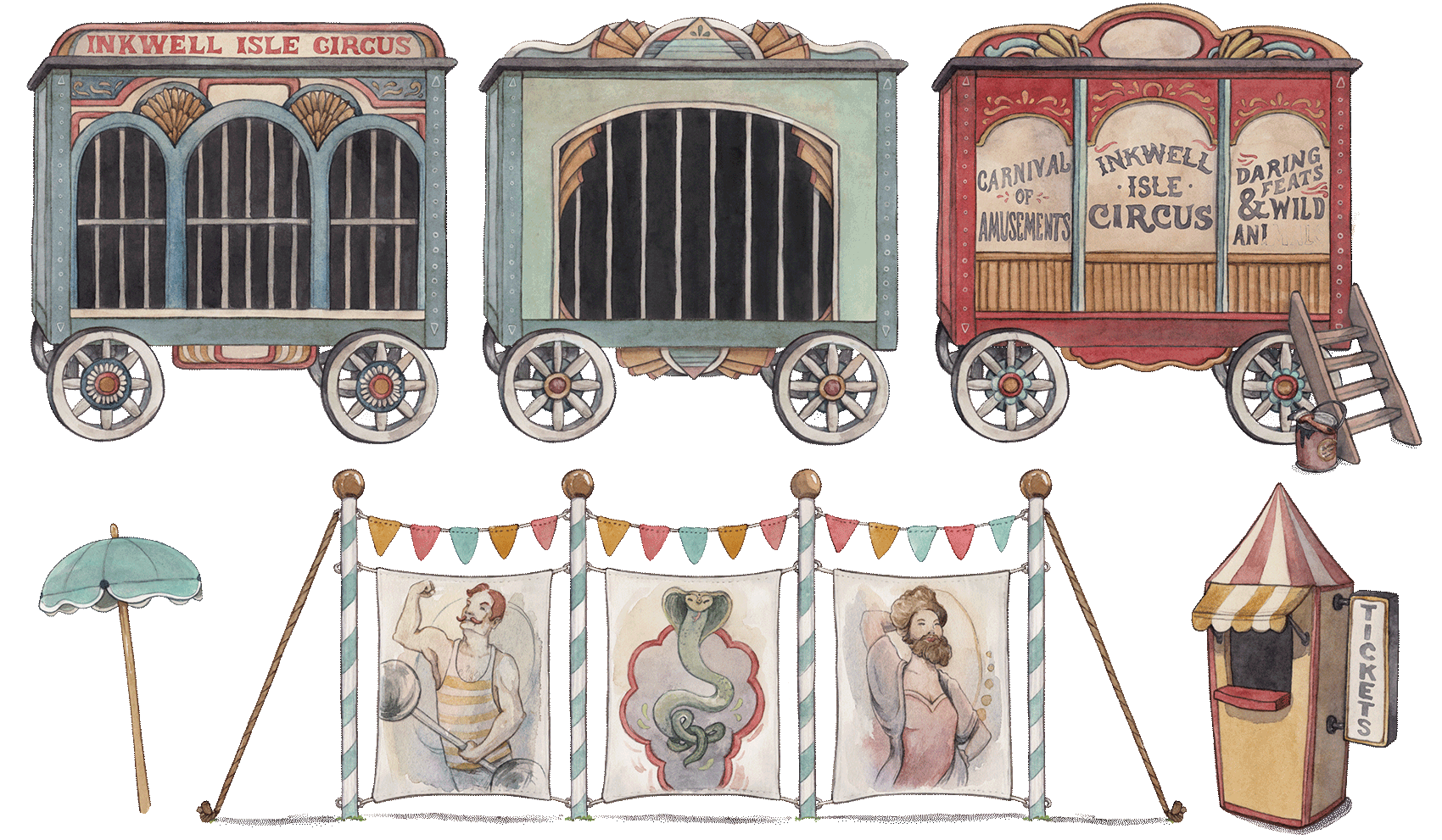 individual game assets from the video game Cuphead