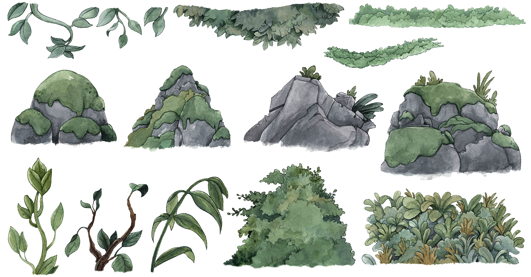 individual game assets from the video game Cuphead